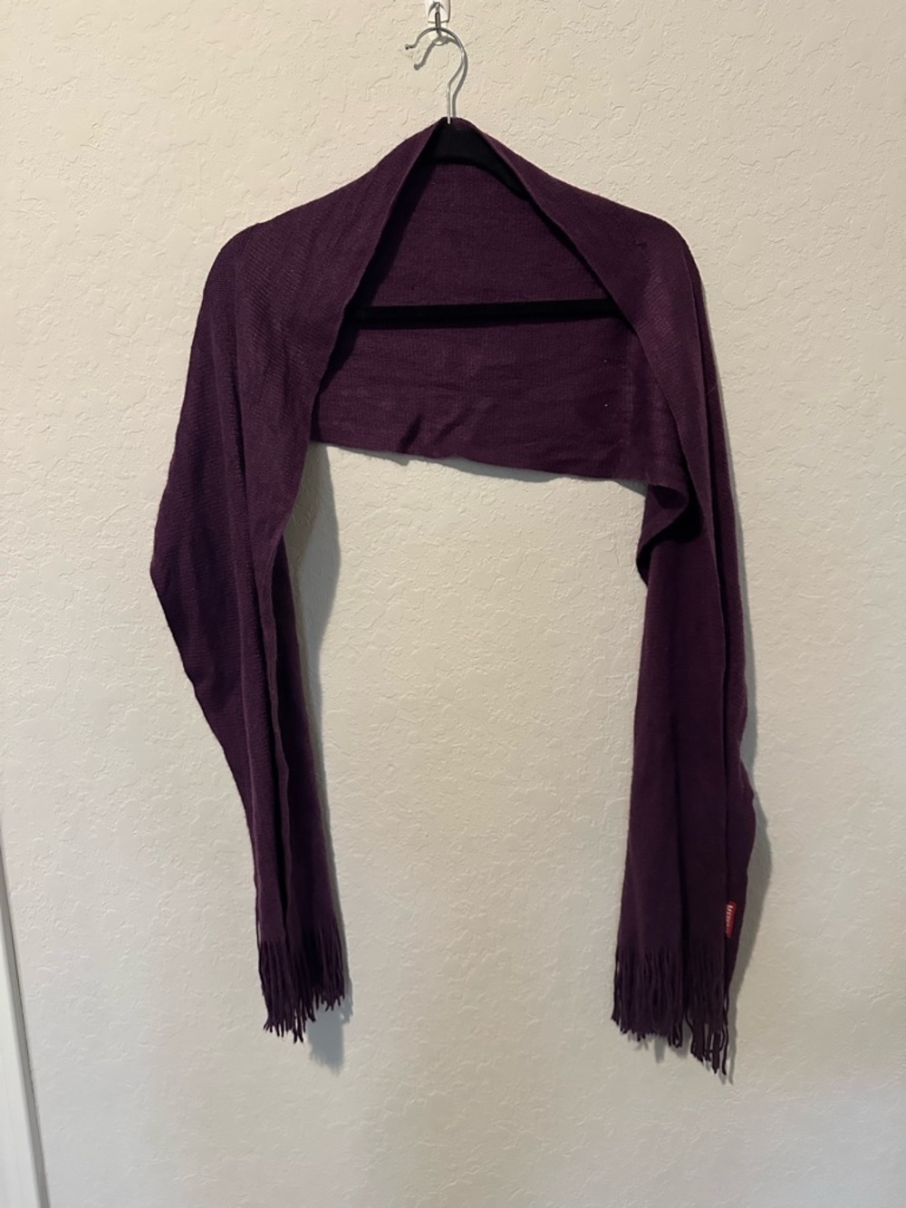 Merona Deep Plum Fringe Open-Front Shrug